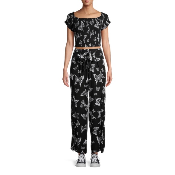 NOBO black floral 2 piece pant set XL - Picture 1 of 13